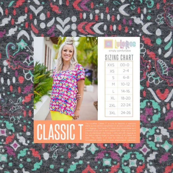 LuLaRoe Tops - New LULAROE Gray Print Classic Tee T-Shirt NWT A5